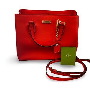 Kate Spade Crab Red Leather Laurel Way Evangelie Crossbody Satchel handbag Purse